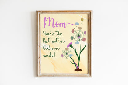 Religious Mom Print, Bible Verse Art, Mom Flower Print, Mother Appreciation Print, Mother’s Day, Boho Art Print