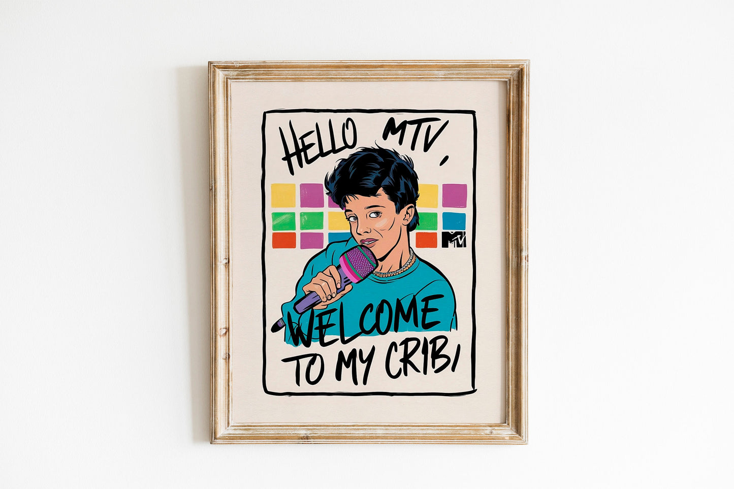Retro Midcentury MTV Welcome To My Crib Print For Living Room, Guest Art Print