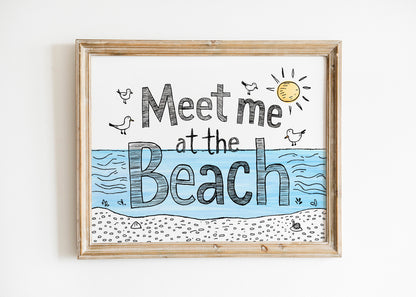 Meet Me At The Beach Simplistic Art Print, Simplistic Art, Scenic Art