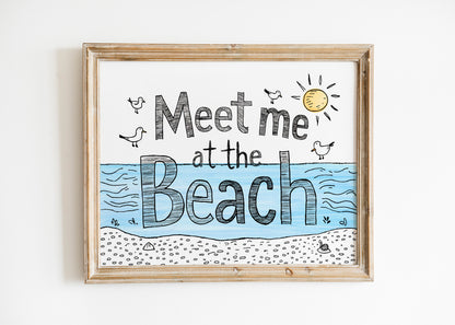 Meet Me At The Beach Simplistic Art Print, Simplistic Art, Scenic Art