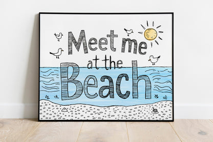 Meet Me At The Beach Simplistic Art Print, Simplistic Art, Scenic Art