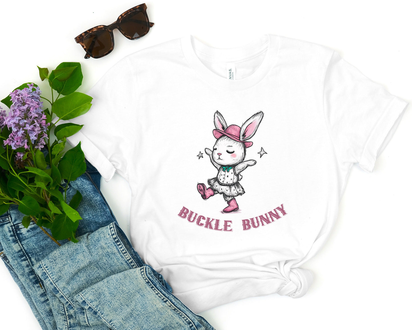 Buckle Bunny Cowgirl Bunny Girly T-Shirt
