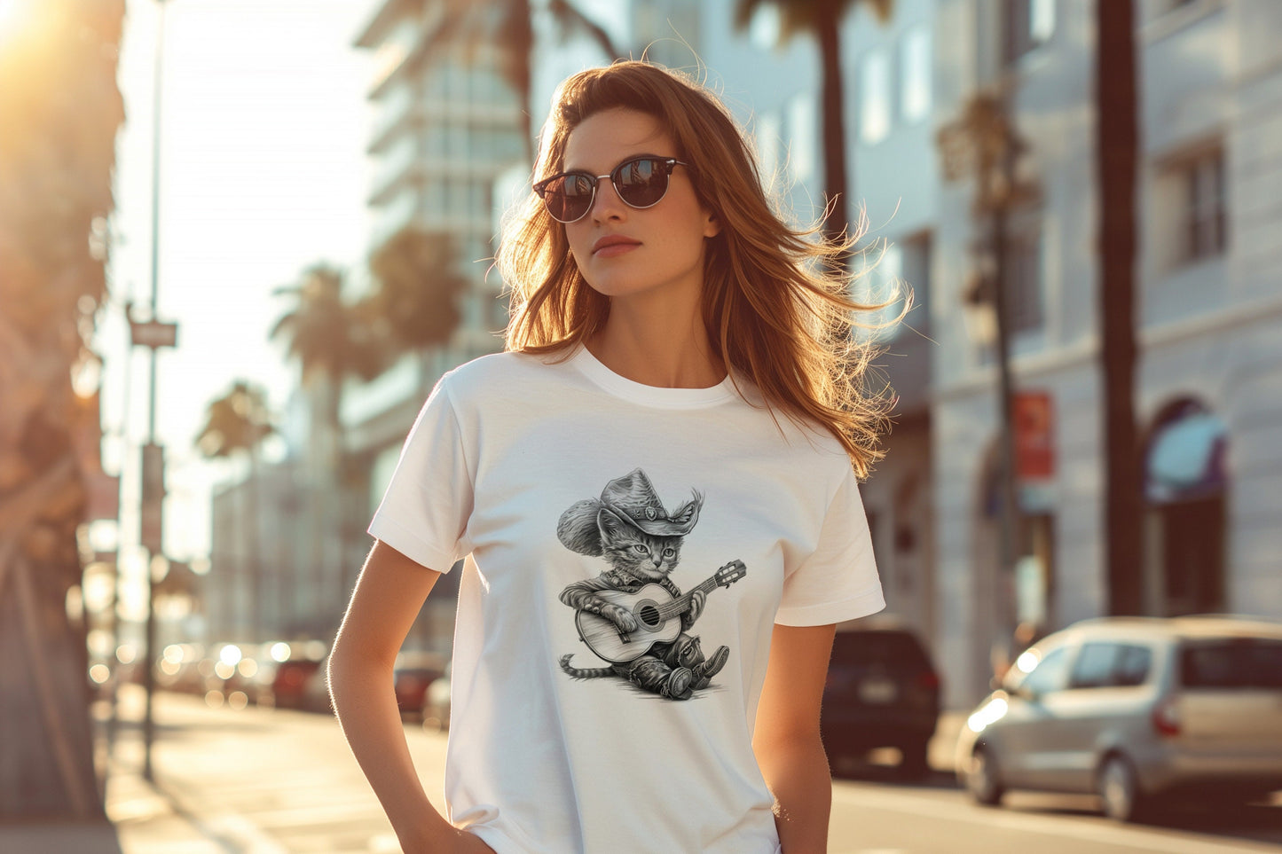 Cowboy Cat Playing Guitar T-Shirt