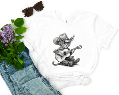Cowboy Cat Playing Guitar T-Shirt