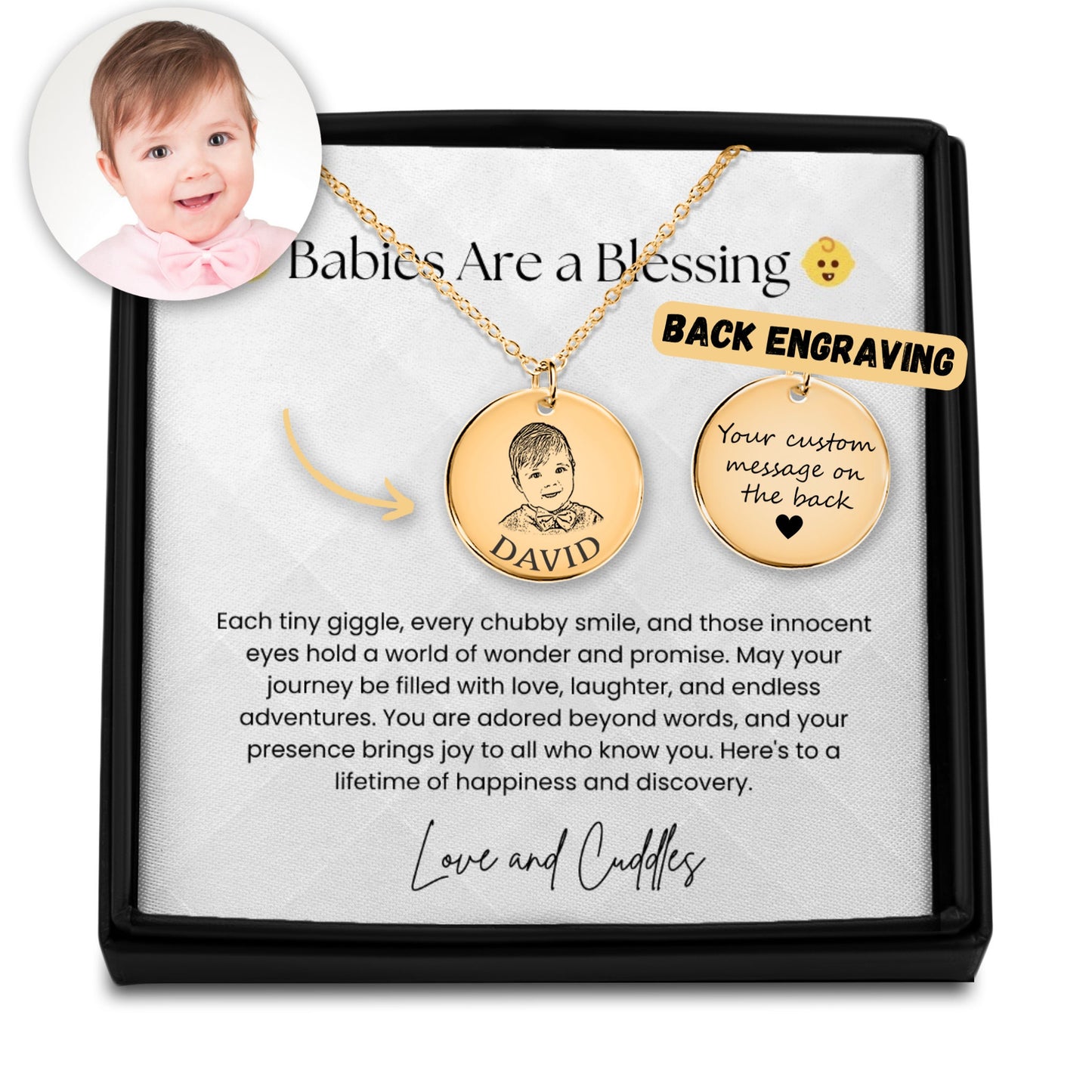 customize baby portrait on necklace