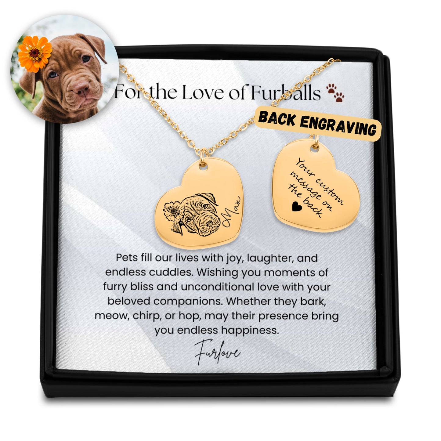 heart shape pet portrait necklace | custom pet necklace | personalized pet jewelry gift for pet lover