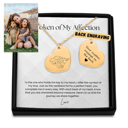 customize line art portrait heart necklace | mother's day gift | father's day gift | valentines day gift