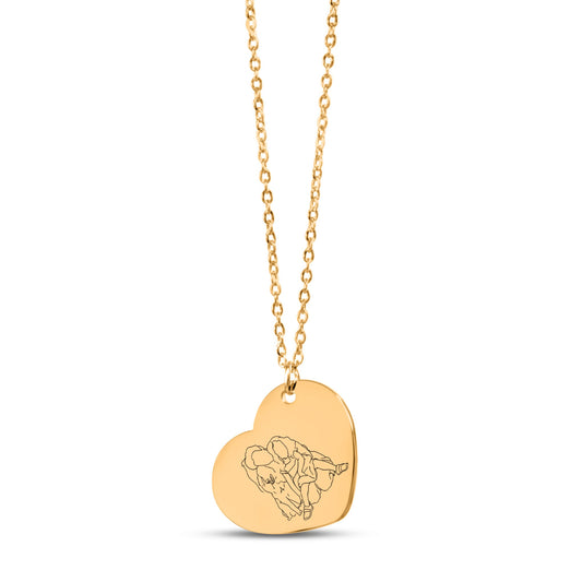 customize line art portrait heart necklace | mother's day gift | father's day gift | valentines day gift