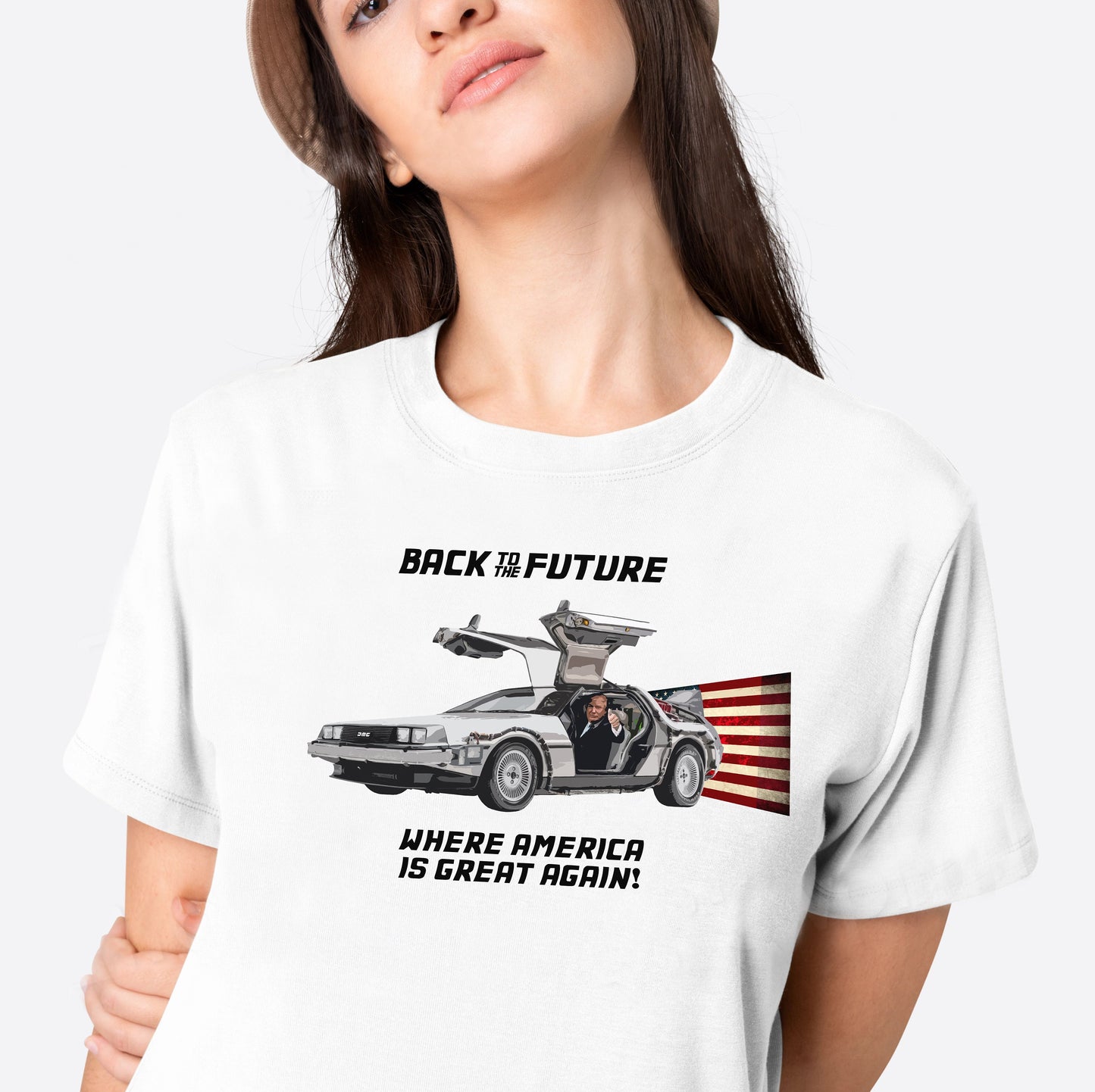 Trump Back to the Future Make America Great Again Shirt, Trump in Delorean, Trump for President 2024 Shirt, Republican 2024, MAGA Shirt