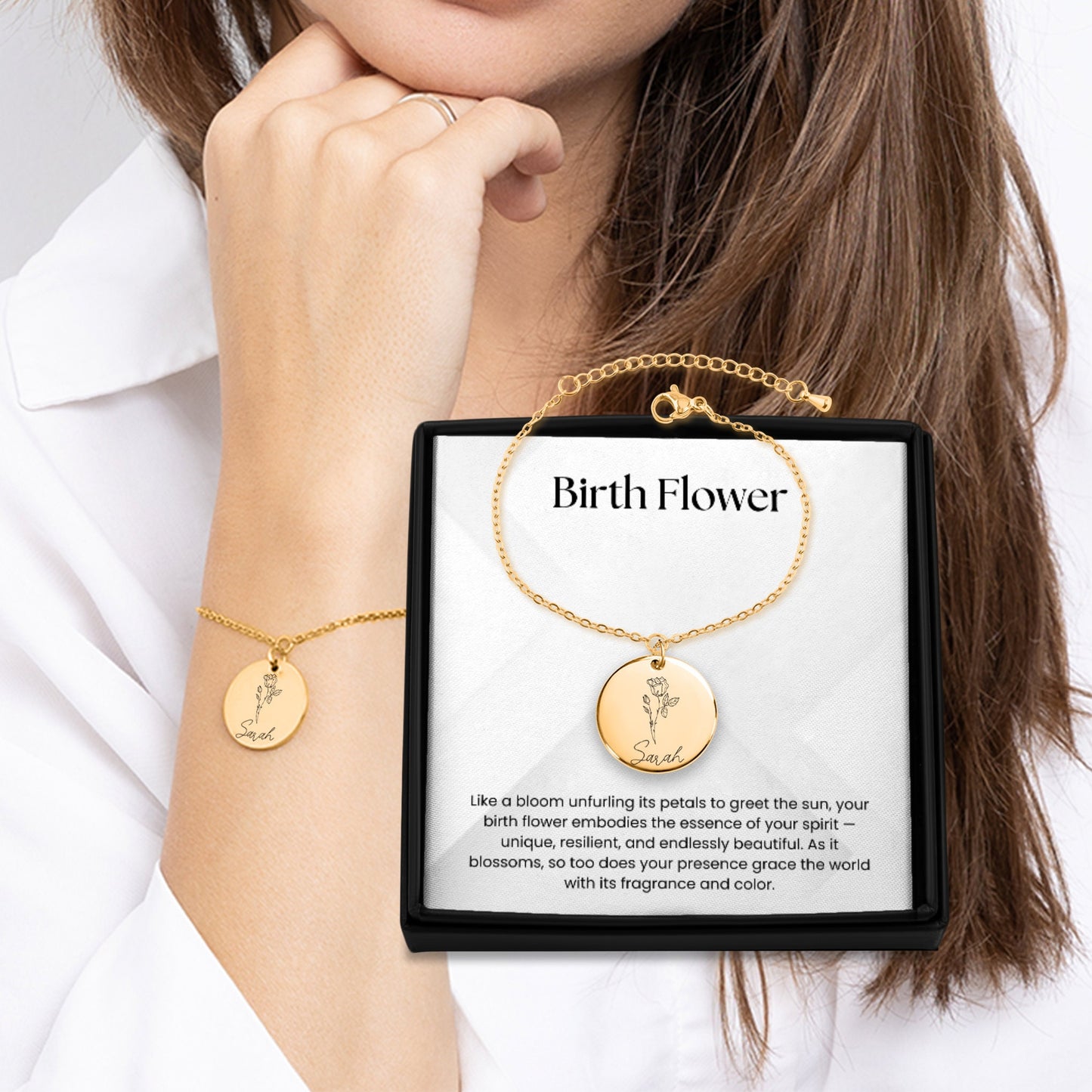 birth flower & name bracelet | personalized jewelry gift | bestfriend bracelet