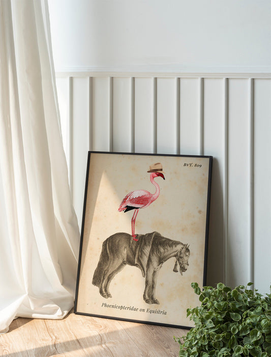 Flamingo On Horse Country Art Print