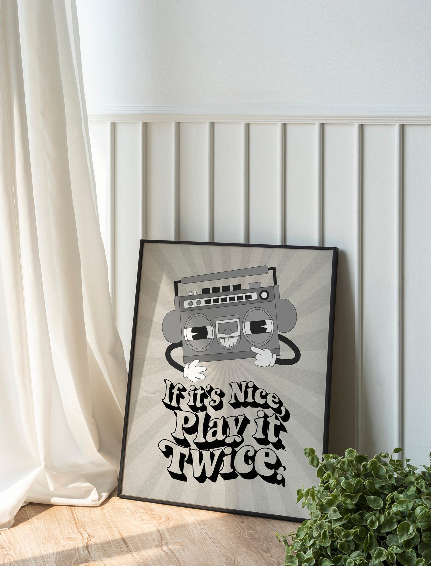 If It’s Nice, Play It Twice Art Print, Music Art Print, Black and White
