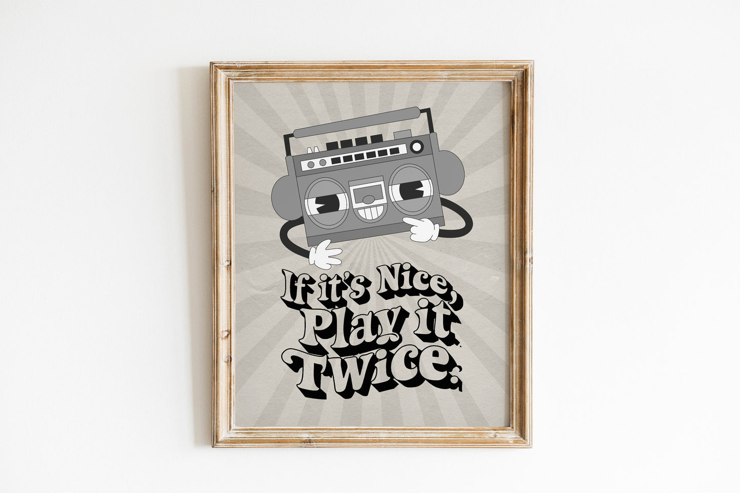 If It’s Nice, Play It Twice Art Print, Music Art Print, Black and White