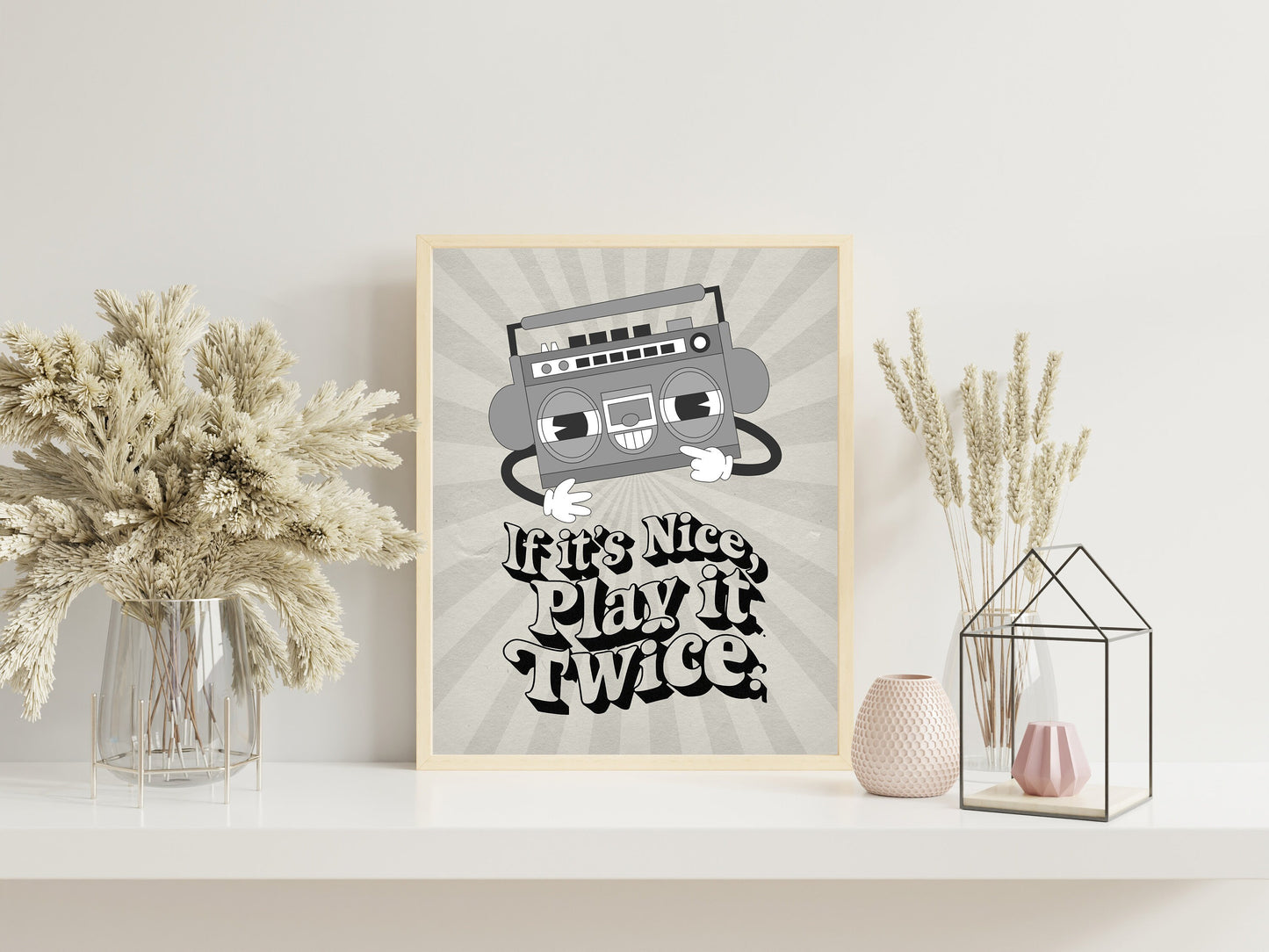 If It’s Nice, Play It Twice Art Print, Music Art Print, Black and White