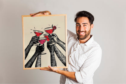 Cheering Glasses Cute Illustration Art Print
