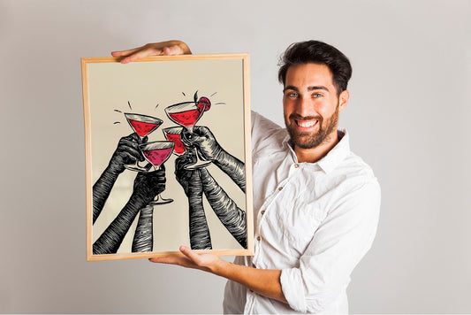 Cheering Glasses Cute Illustration Art Print
