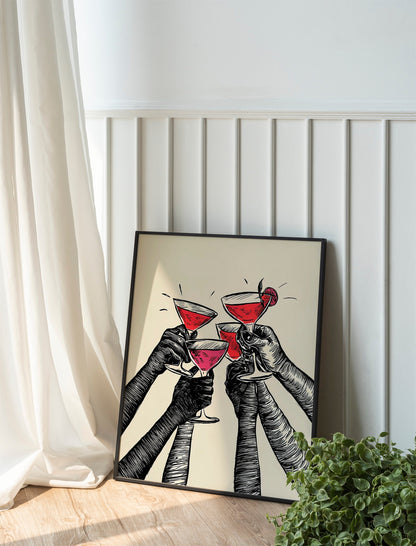 Cheering Glasses Cute Illustration Art Print