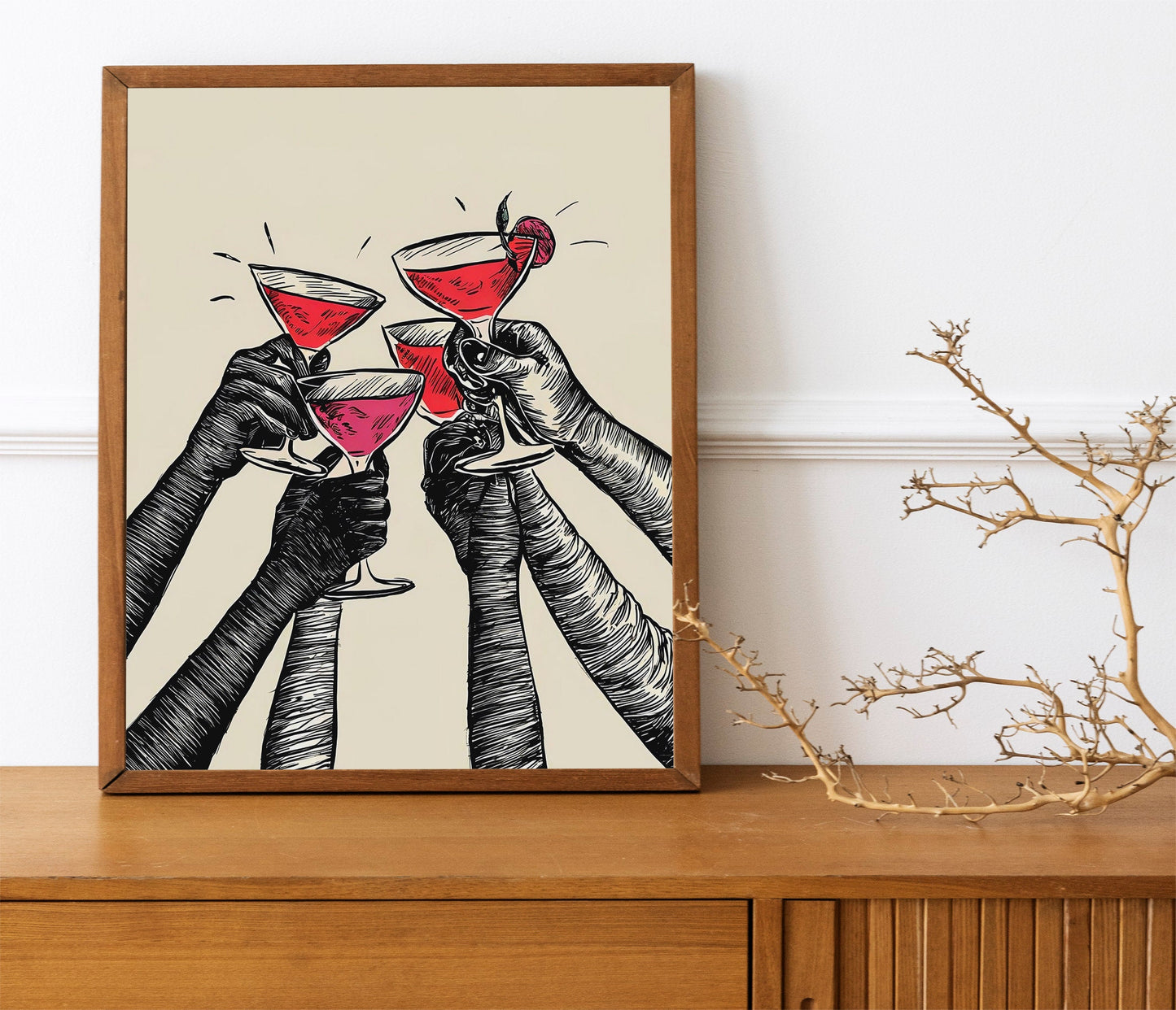 Cheering Glasses Cute Illustration Art Print