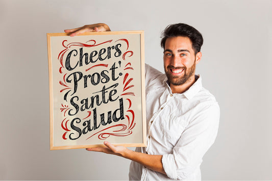 Cheers, Prost, Santa, Salud Cute Illustration Art Print