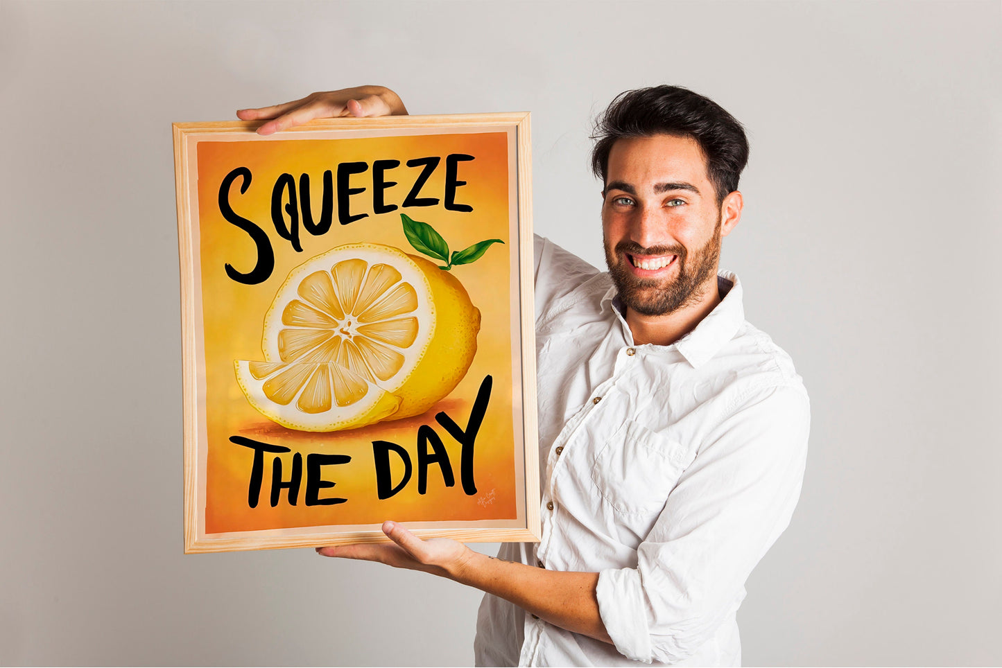 Squeeze The Day Lemon Kitchen Decor, Kitchen Wall Art, Unique Art Wall Decor, Kitchen Print, Lemon Art