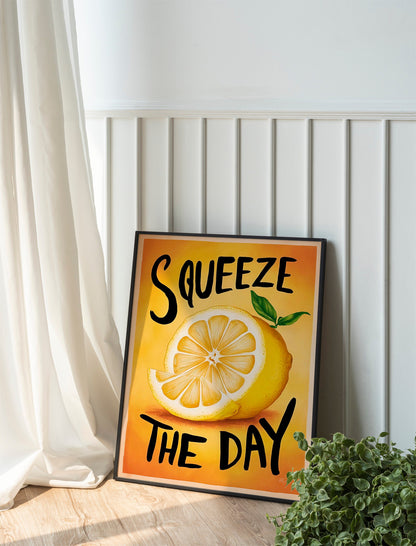 Squeeze The Day Lemon Kitchen Decor, Kitchen Wall Art, Unique Art Wall Decor, Kitchen Print, Lemon Art