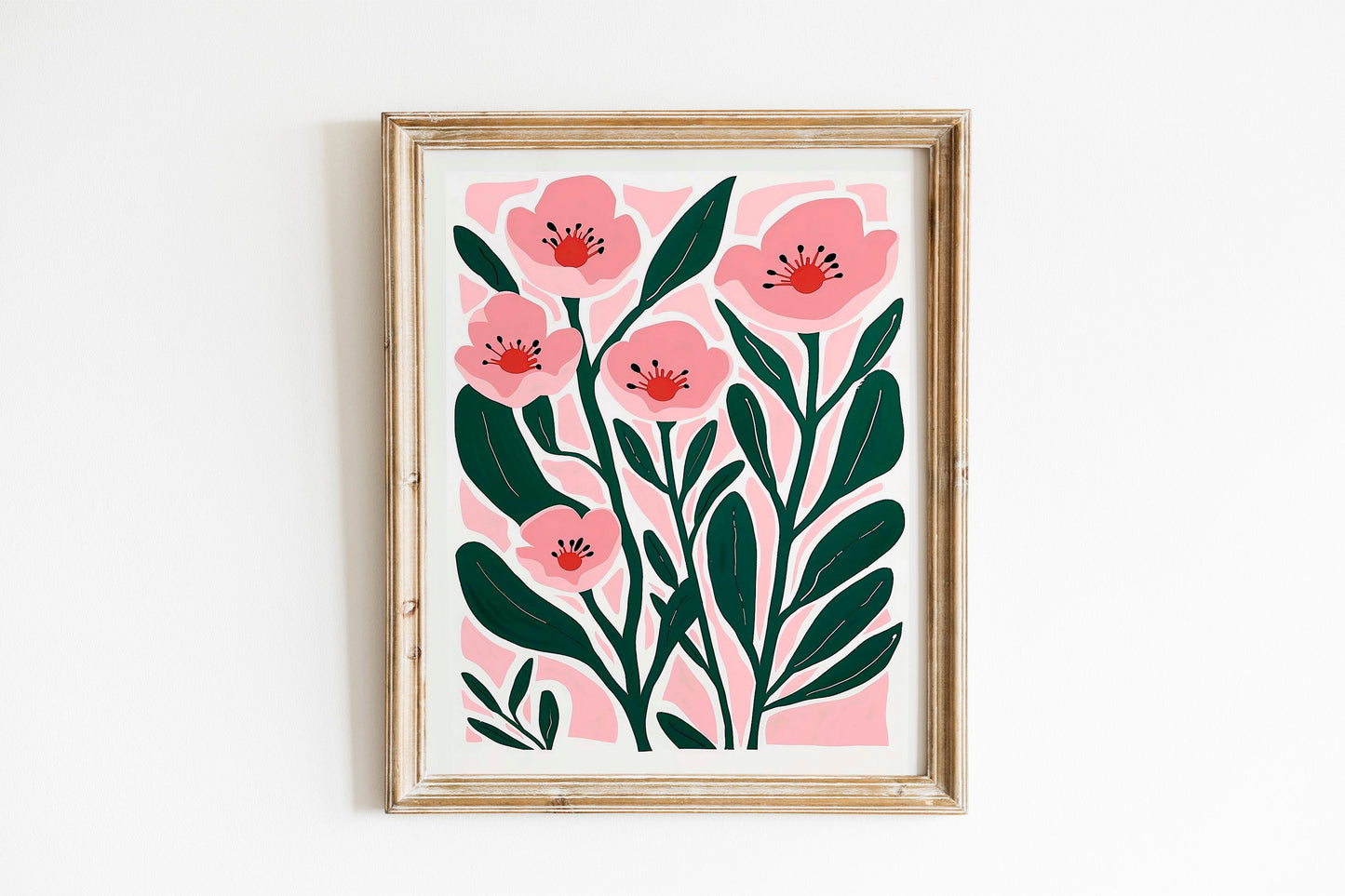 Pink Tulips Art Print, Flowers Illustration Art Print