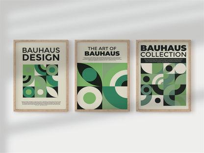 Set of Three BoHo Bauhaus Abstract Shape Art Contemporary Printable Wall Art Modern Wall Art Print Abstract Wall Art Green Modern Wall Art