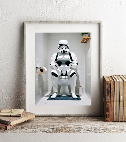 Star Wars Stormtrooper on the Toilet Art Print, Stormtrooper Art, Funny Bathroom Print, Funny Bathroom Decor, Star Wars Bathroom Wall Art