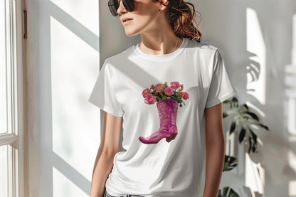 Cowgirl Boot With Flowers T-Shirt