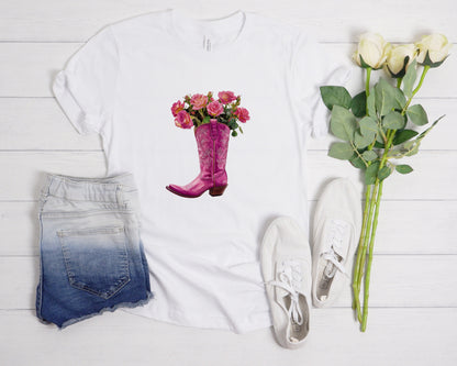 Cowgirl Boot With Flowers T-Shirt