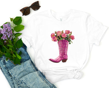 Cowgirl Boot With Flowers T-Shirt