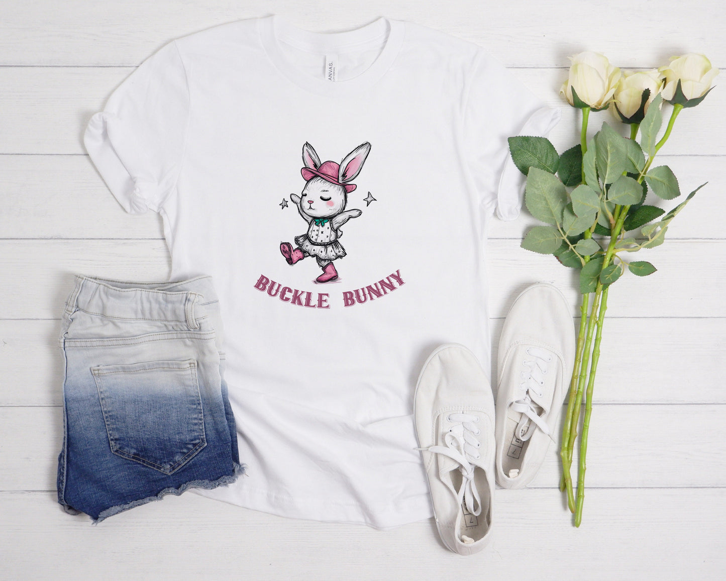 Buckle Bunny Cowgirl Bunny Girly T-Shirt