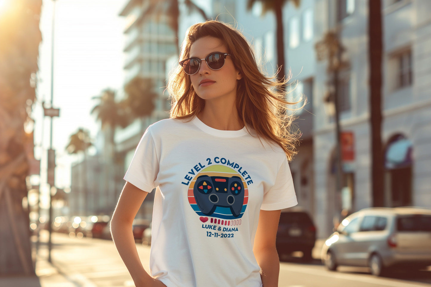 Custom Couples Name And Date Gamer Controller T-Shirt