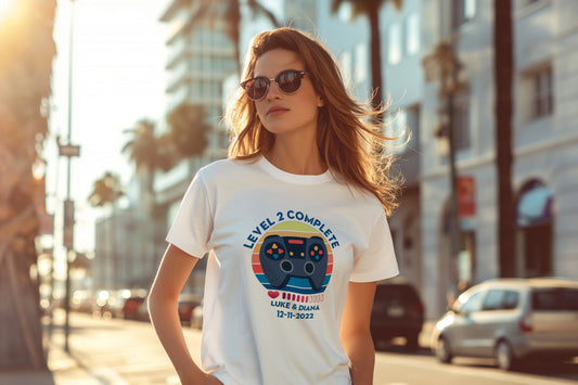 Custom Couples Name And Date Gamer Controller T-Shirt