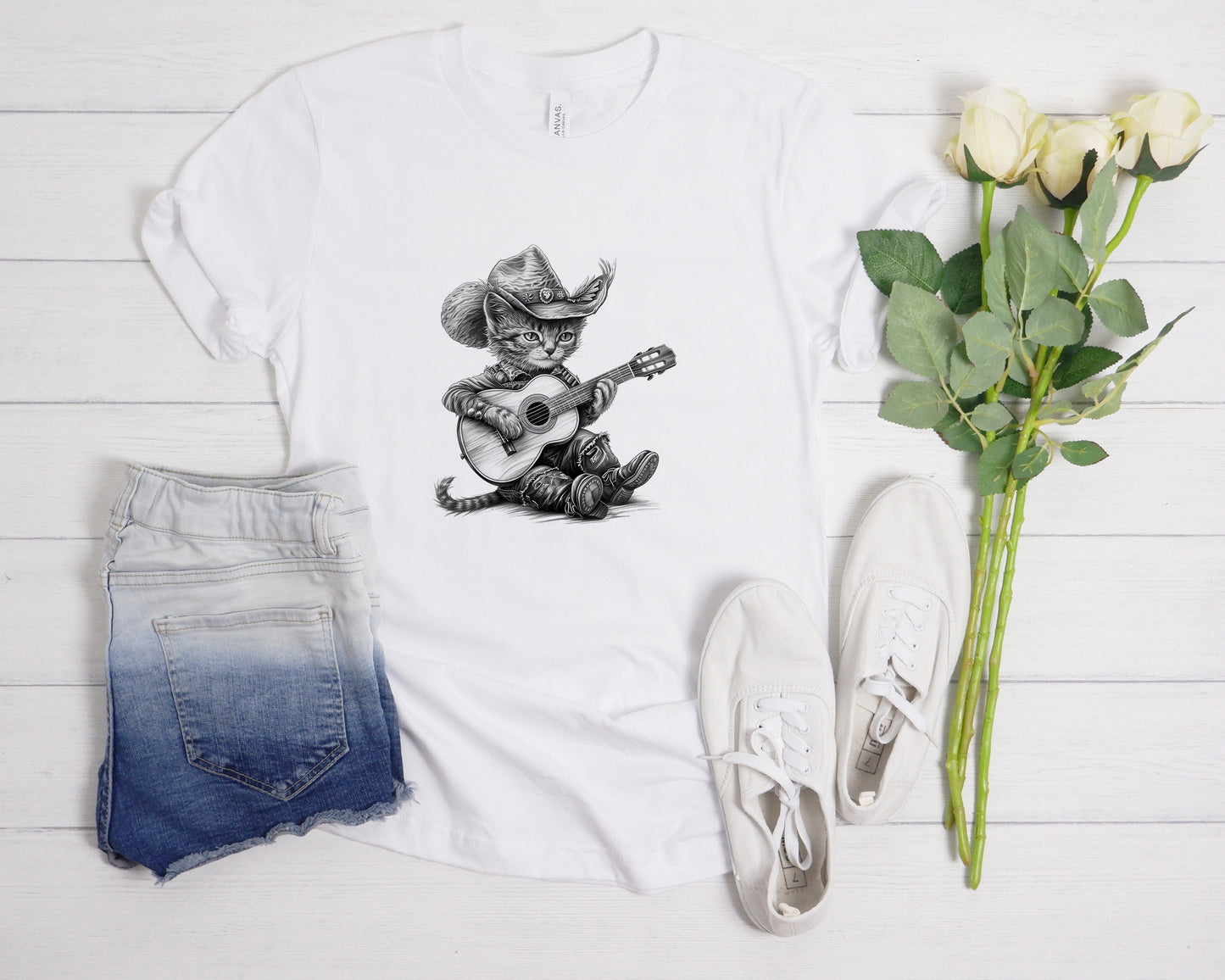 Cowboy Cat Playing Guitar T-Shirt