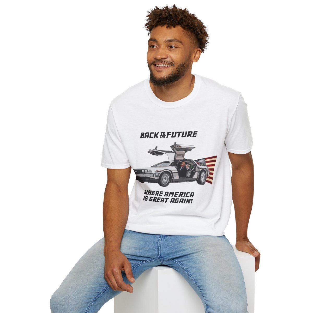 Trump Back to the Future Make America Great Again Shirt, Trump in Delorean, Trump for President 2024 Shirt, Republican 2024, MAGA Shirt