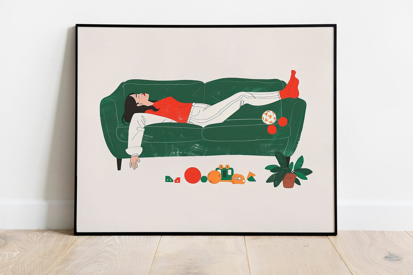 Tired Mom On Couch Funny Decor