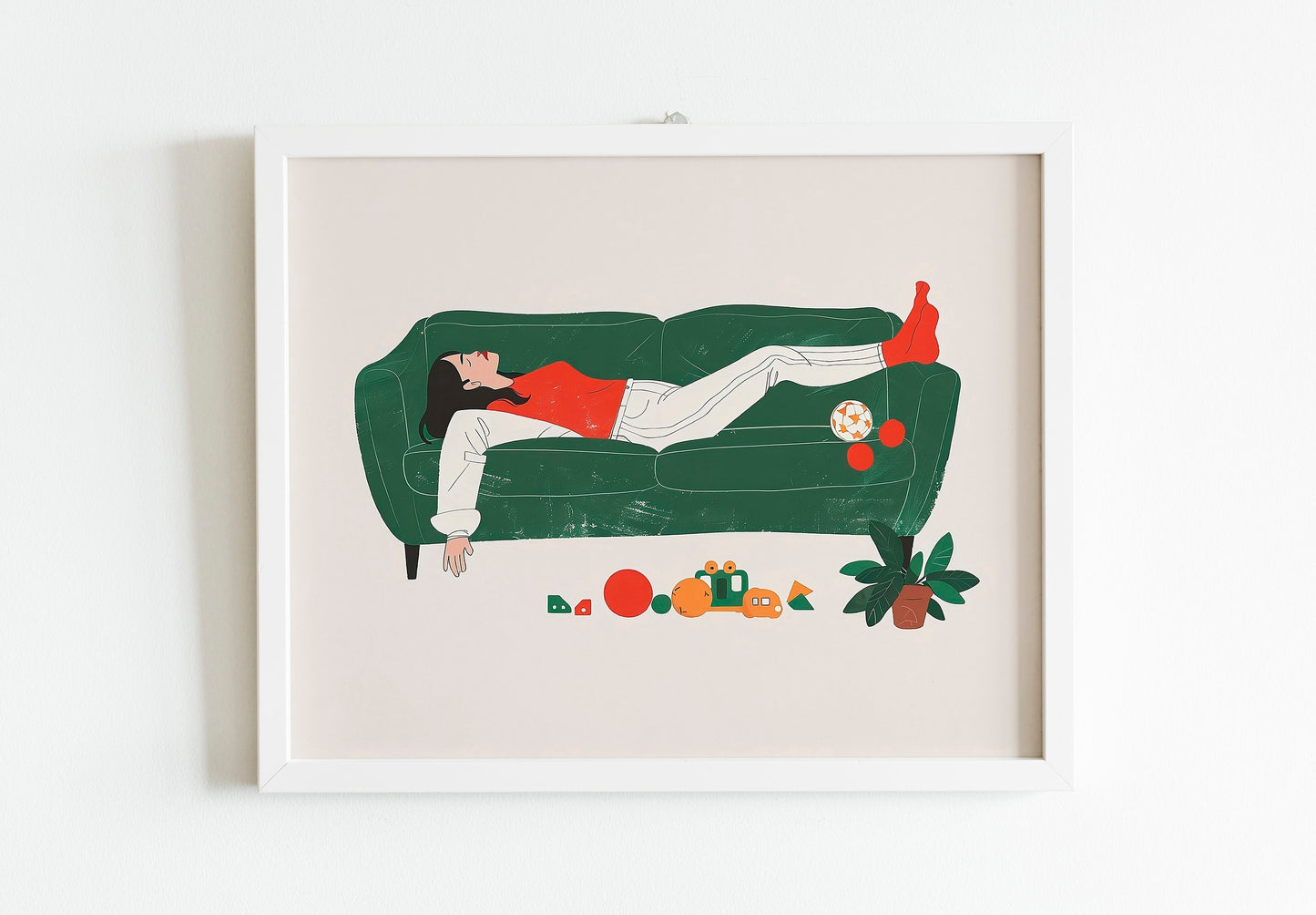 Tired Mom On Couch Funny Decor