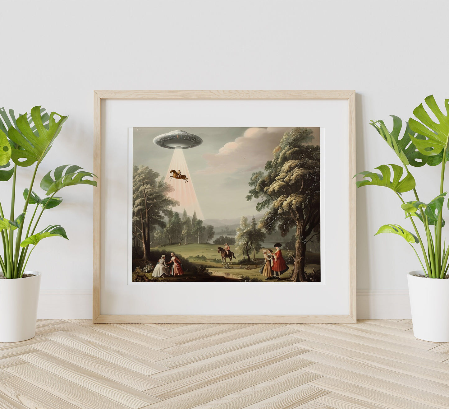 Victorian UFO Print, Aliens Print, UFO Art, Unique Wall Decor, Aliens Decor, Aliens Spaceship Art, Horses