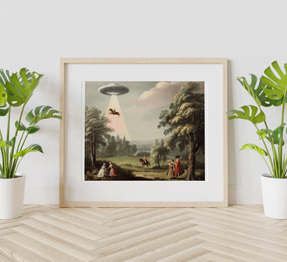 Victorian UFO Print, Aliens Print, UFO Art, Unique Wall Decor, Aliens Decor, Aliens Spaceship Art, Horses
