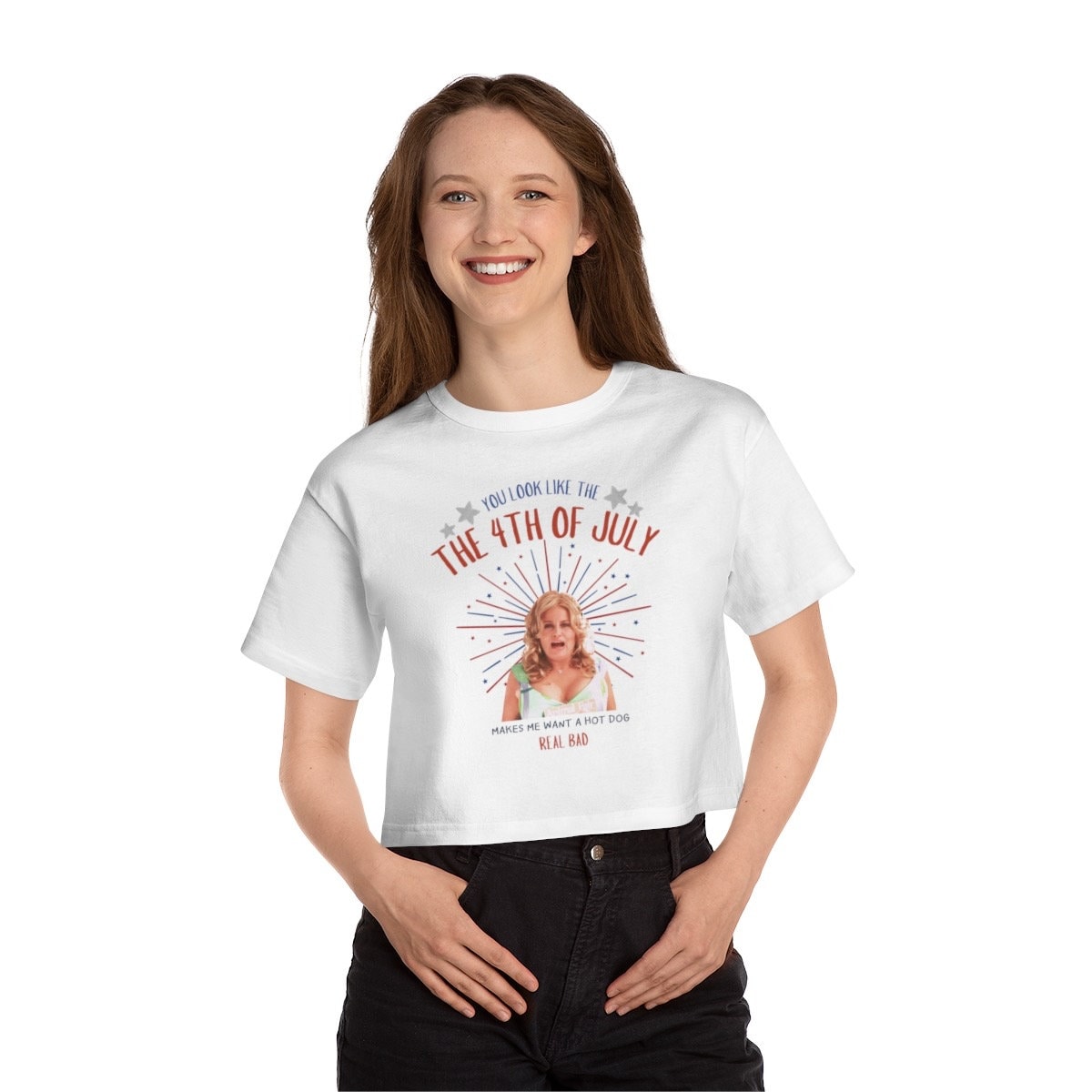 Makes Me Want A Hotdog Real Bad Funny Crop Top T-Shirt, You Look Like the 4th of July Shirt, Independence Day Shirt, Meme Shirt, 4th of July