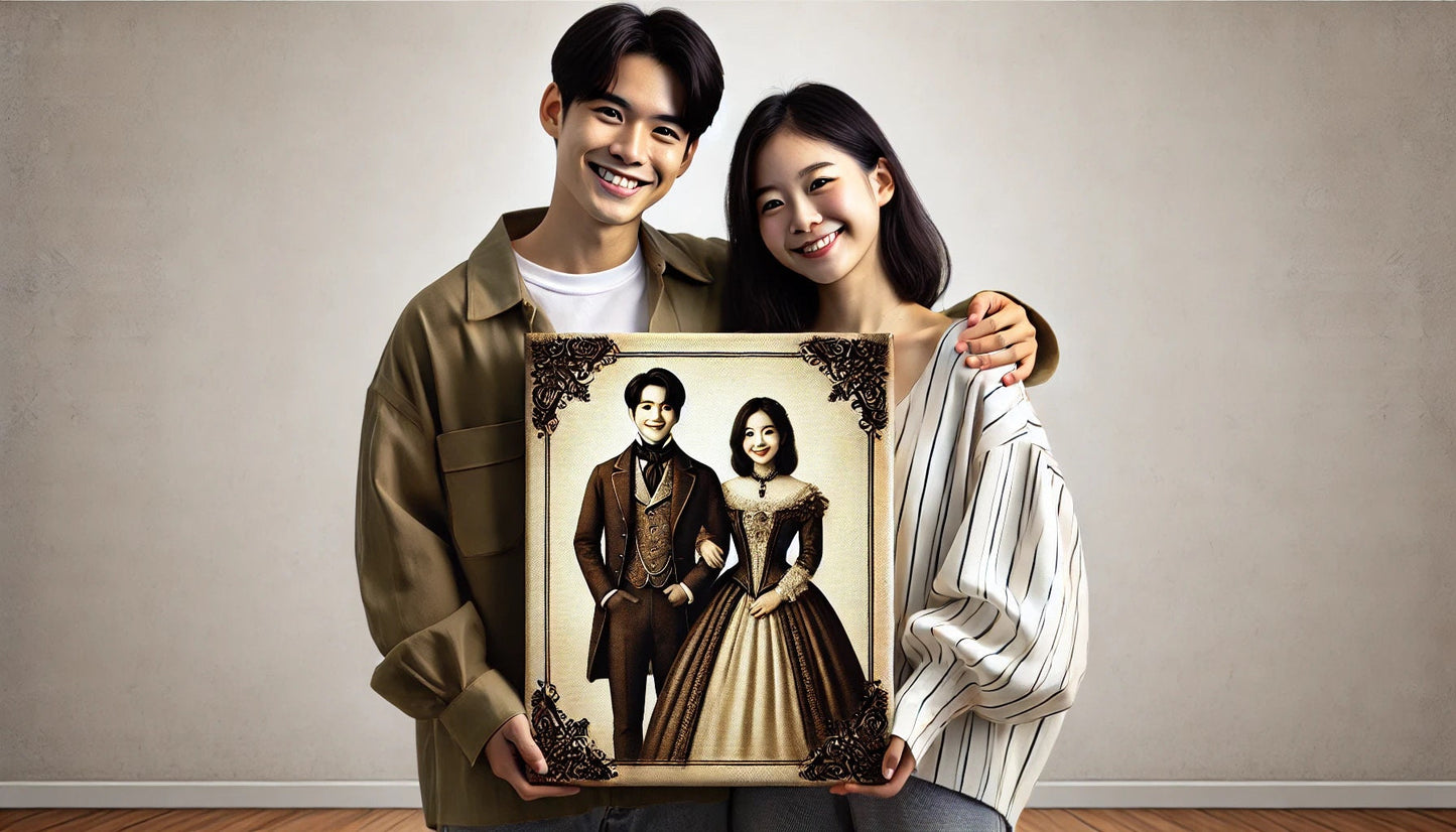 Couple Wedding Art - Couple Portrait - Gifts for Couple - Personalized Wedding Gift - Bride & Groom Portrait  - Anniversary - Victorian Art