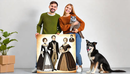 Couple Wedding Art - Couple Portrait - Gifts for Couple - Personalized Wedding Gift - Bride & Groom Portrait  - Anniversary - Victorian Art