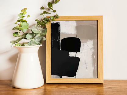 Neutral Abstract Gallery Wall Art Set of 3 Modern Nordic Prints Neutral Japandi Art Black Beige Printable Abstract Home Decor