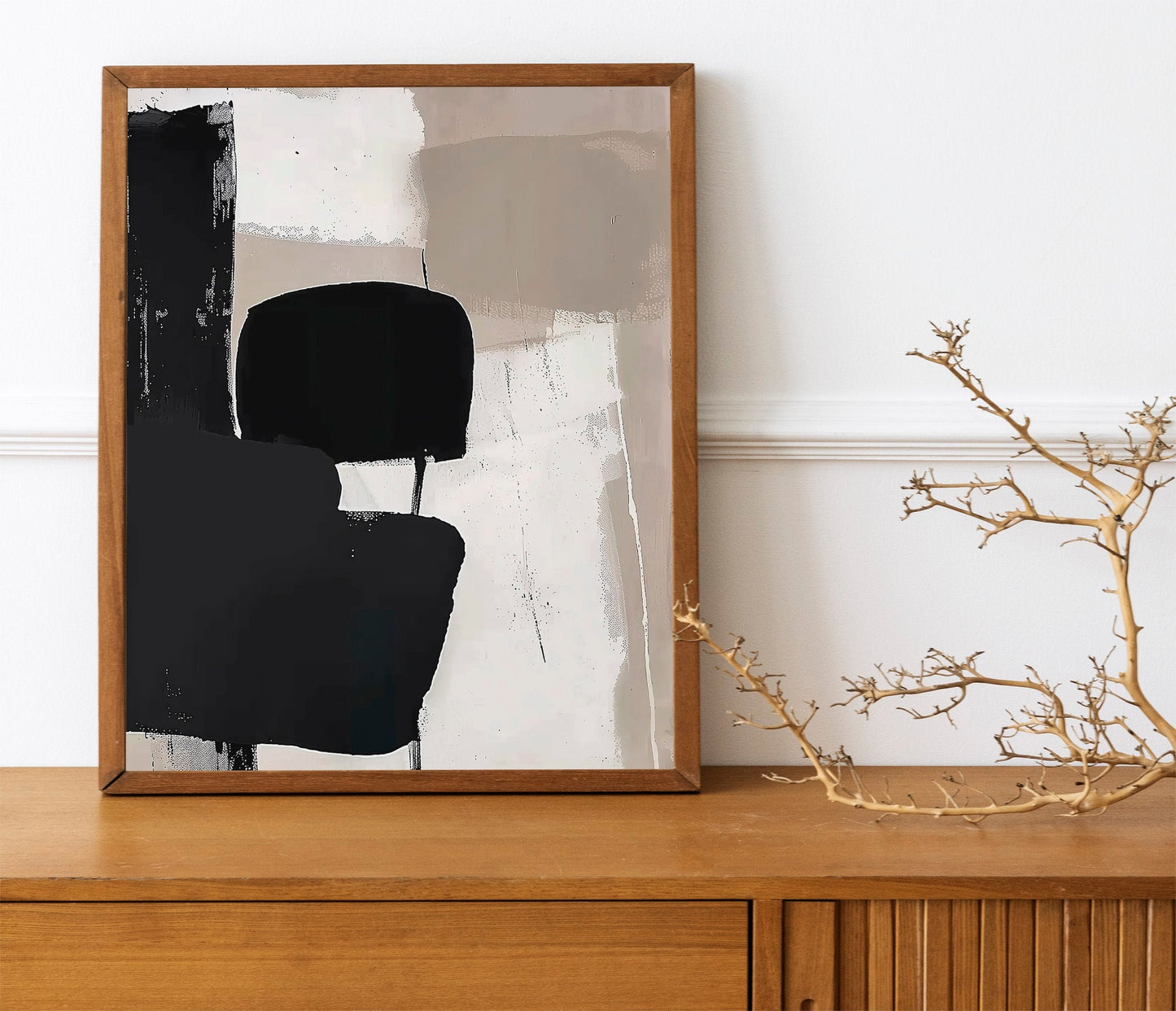 Neutral Abstract Gallery Wall Art Set of 3 Modern Nordic Prints Neutral Japandi Art Black Beige Printable Abstract Home Decor