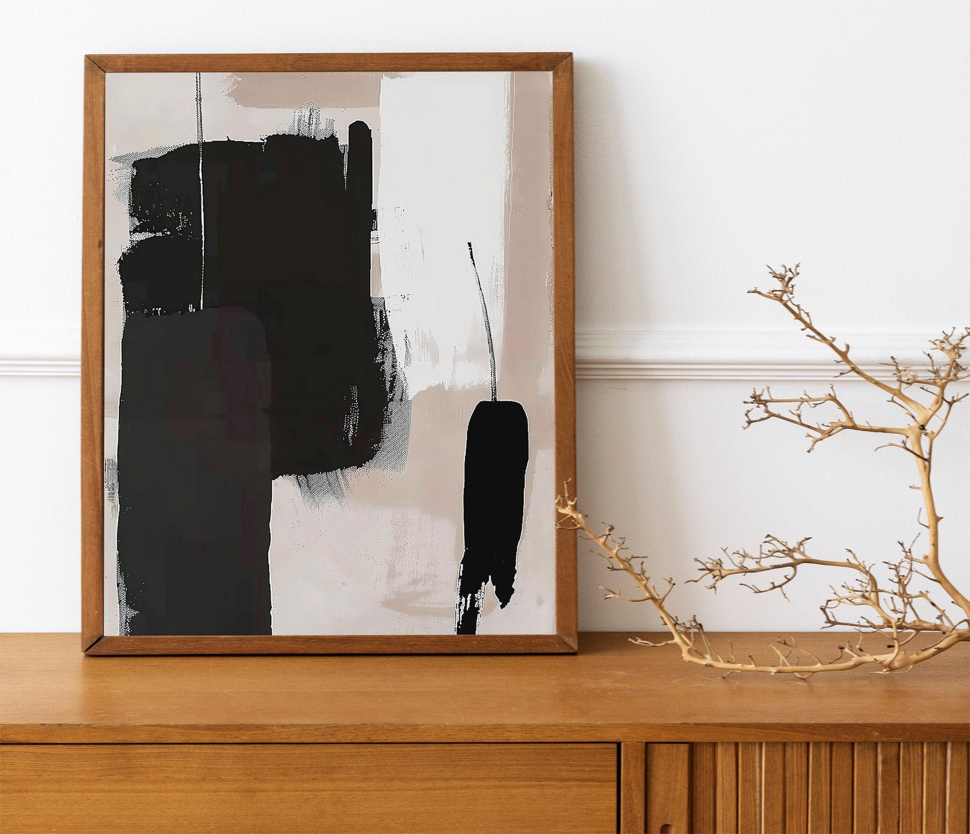 Neutral Abstract Gallery Wall Art Set of 3 Modern Nordic Prints Neutral Japandi Art Black Beige Printable Abstract Home Decor