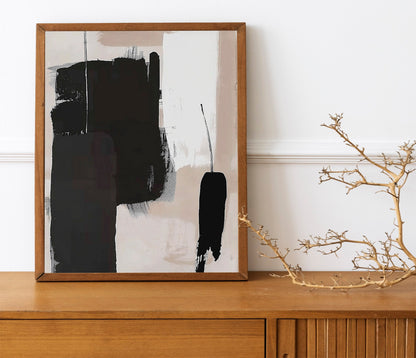 Neutral Abstract Gallery Wall Art Set of 3 Modern Nordic Prints Neutral Japandi Art Black Beige Printable Abstract Home Decor