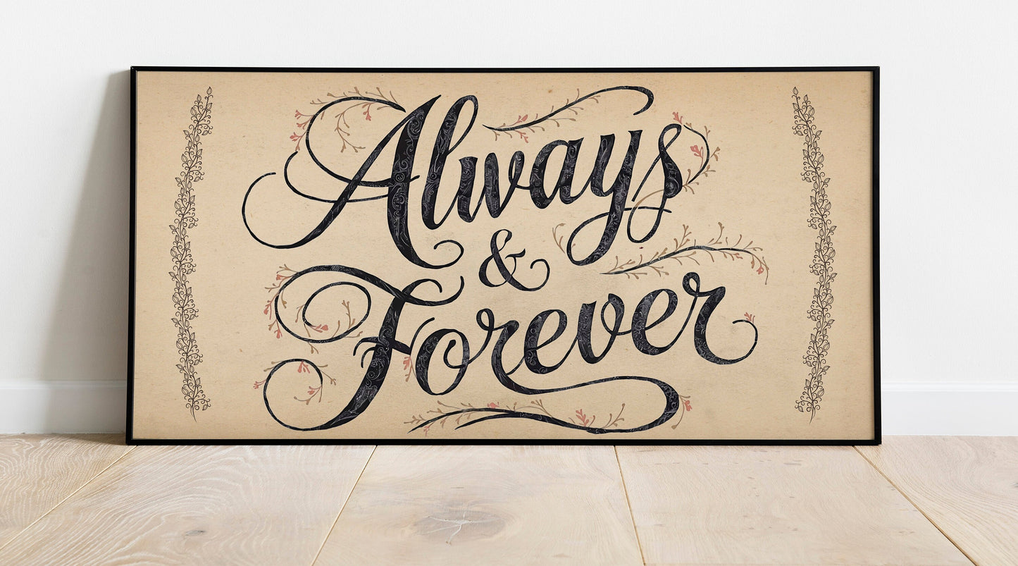 Always and Forever Sign Rustic Master Bedroom Decor Above Bed Wall Decor Newlywed Gift Bedroom Wall Art Anniversary Gift for Couples