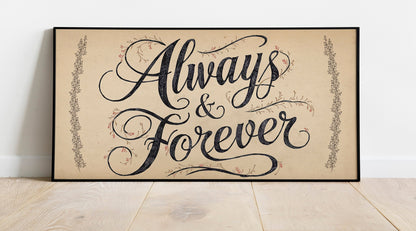Always and Forever Sign Rustic Master Bedroom Decor Above Bed Wall Decor Newlywed Gift Bedroom Wall Art Anniversary Gift for Couples