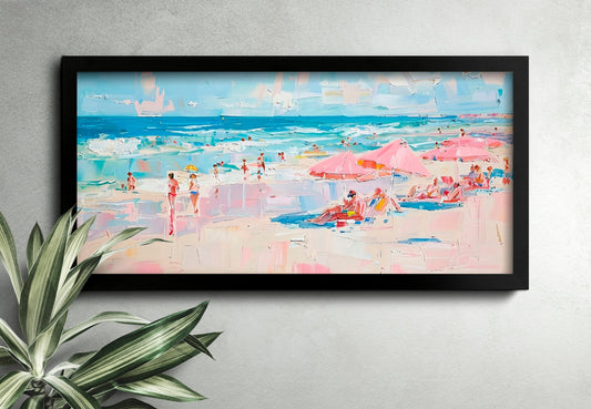 Retro Coastal Art Preppy Room Decor Girly Wall Art Vintage Beach Print Abstract Coastal Painting Pink Girly Apartment Decor